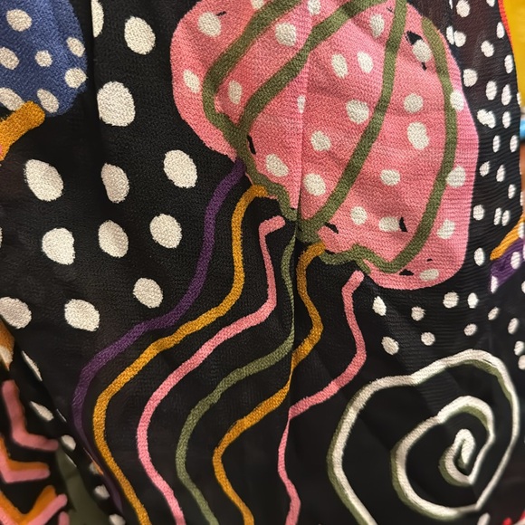 Farm Rio Pleated Sea Animals Black Blouse size Small - Picture 9 of 12